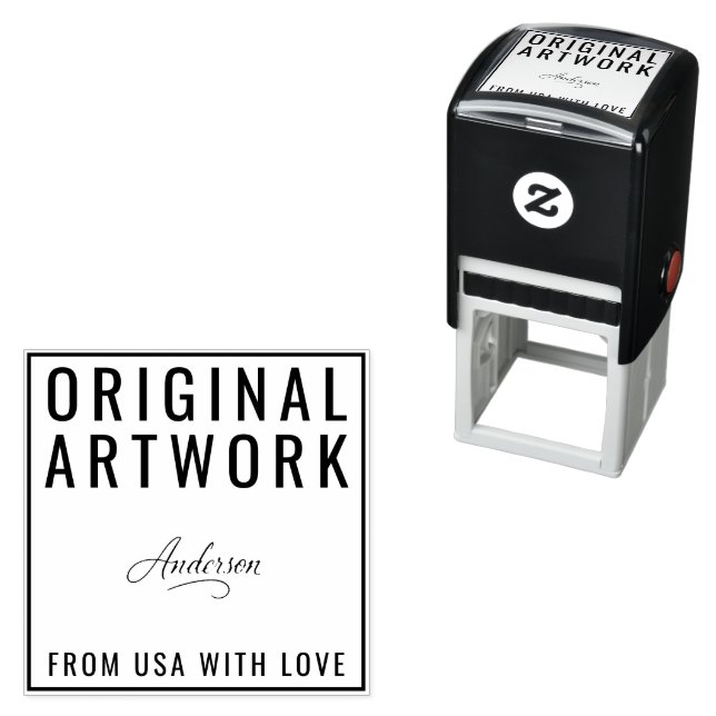 Custom Original Artwork Text Signature Wood Art Self-inking Stamp (In Situ)