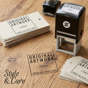 Custom Original Artwork Text Signature Wood Art Self-inking Stamp