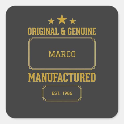 Custom Original & Genuine Birthday Square Sticker