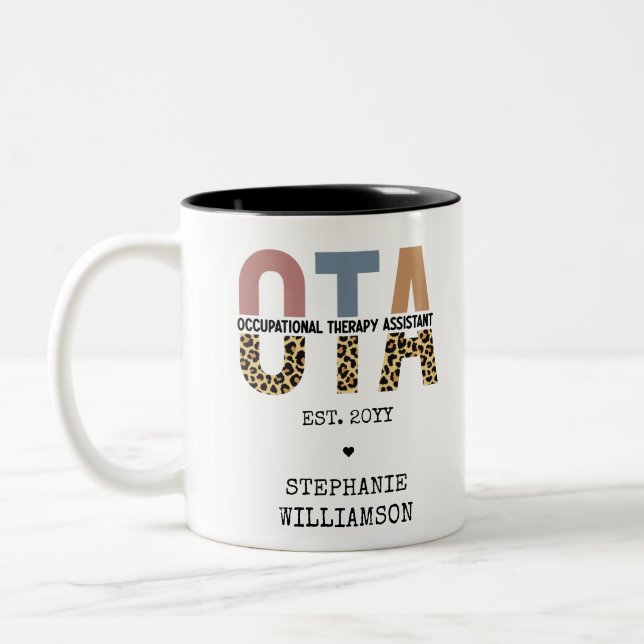 Custom OTA Occupational Therapy Assistant Gifts Two-Tone Coffee Mug (Left)