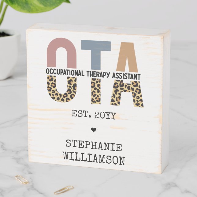 Custom OTA Occupational Therapy Assistant Gifts Wooden Box Sign (In Situ Horizontal)