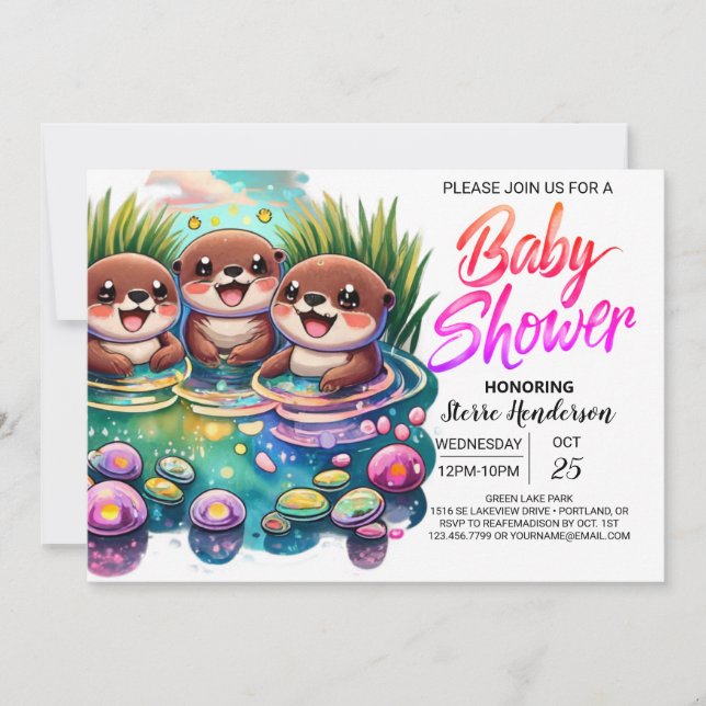 Custom Otter Cute Baby Shower Invitation (Front)
