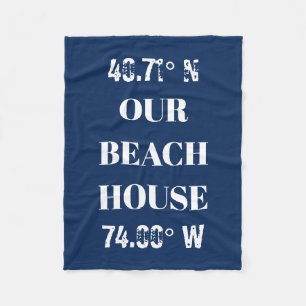 Custom Our Beach House Coordinates Fleece Blanket