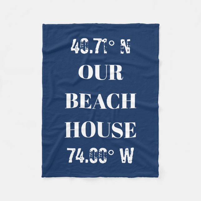 Custom Our Beach House Coordinates  Fleece Blanket (Front)