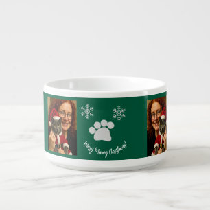 Custom Our Best Christmas ,Cat And Owner Photo Bowl