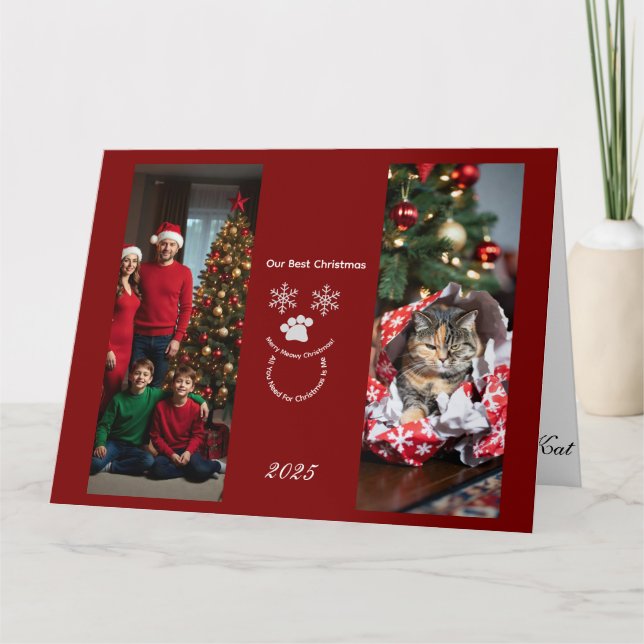 Custom Our Best Christmas ,Cat Photo  Card (Front)
