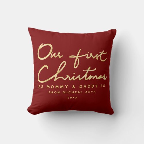 Custom Our First Christmas as Mommy and Daddy To Throw Pillow