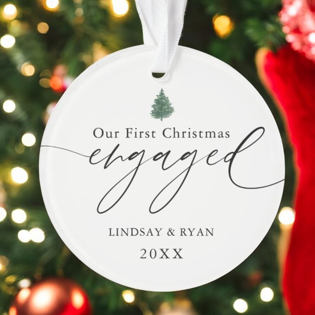 Custom Our First Christmas Engaged Photo Ornament (Creator Uploaded)