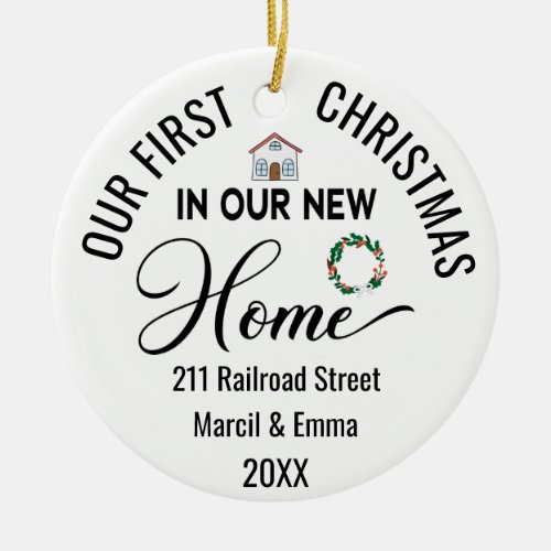 Custom Our First Christmas In Our New Home 2021 Ceramic Ornament