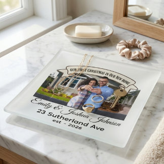 Custom Our First Christmas in Our New Home Photo Trinket Tray