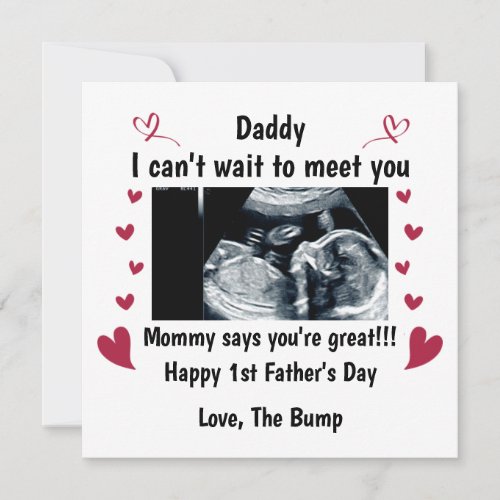 Custom Our First Fathers Day Gift For Daddy to be Holiday Card