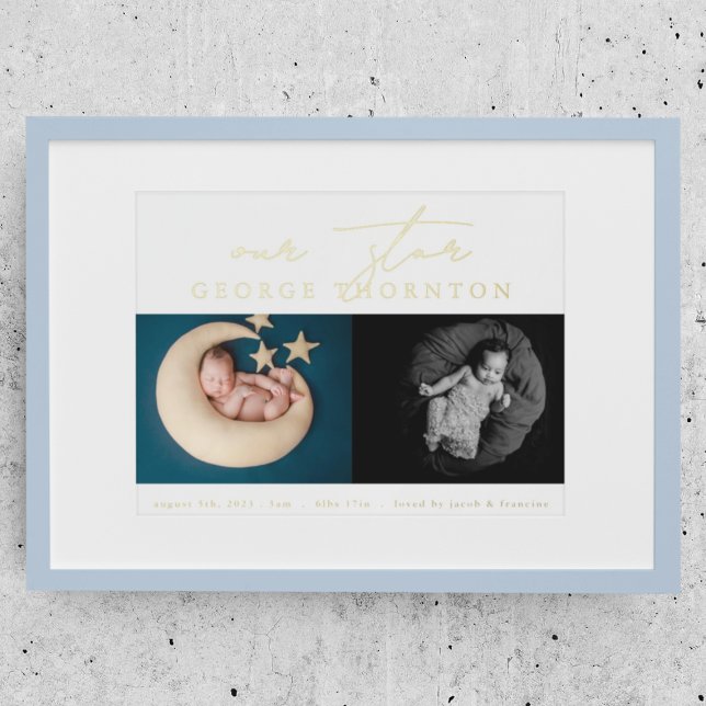 CUSTOM Our Star | New BaBy TWO PHOTO GOLD Foil Prints (Creator Uploaded)