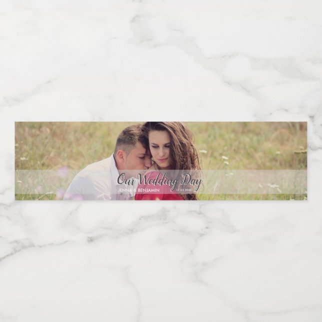 Custom Our Wedding Day Photo Water Bottle Label (Single Label)