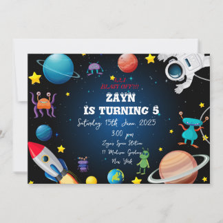 Custom Out of Space Birthday Flat Card