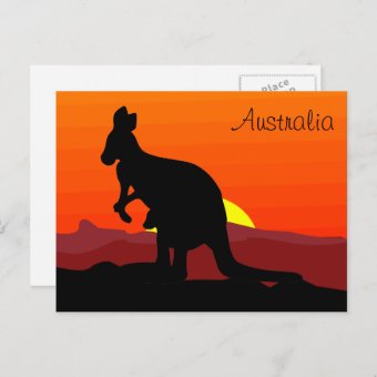 Custom Outback Australian Kangaroo at Sunset Postcard | Zazzle