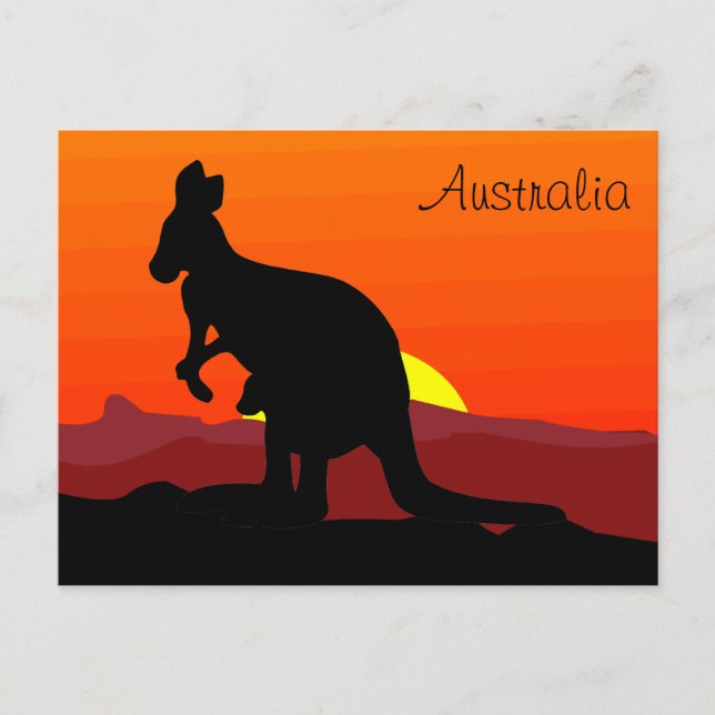 Custom Outback Australian Kangaroo at Sunset Postcard (Front)