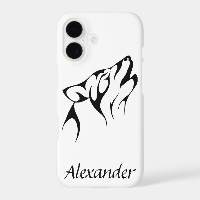 Custom Outline of a Wolf Howling Iphone Case (Back)