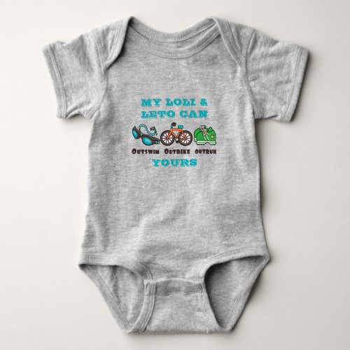 Custom Outswim Outbike Outrun Triathlon Baby Bodysuit