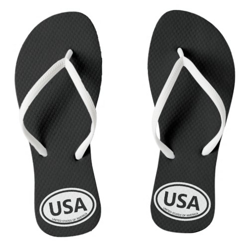 Custom oval country code abbreviation flip flops 