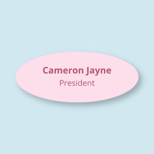 Custom Oval Pink Nametag Without Logo Job Title Name Tag