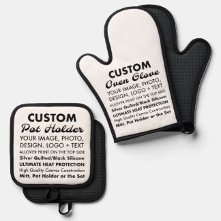 Custom Oven Glove Pot Holder Set - Silicone Bottom