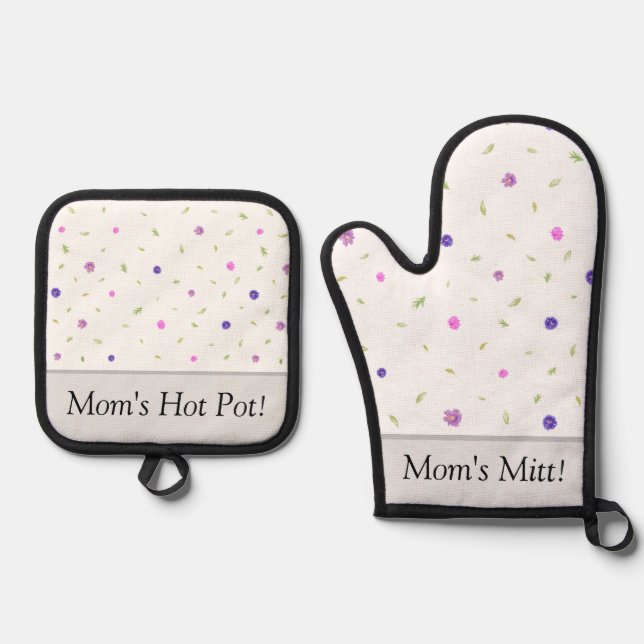 Custom Oven Mitt And Pot Holder Set – Kitchen Gift (Front)