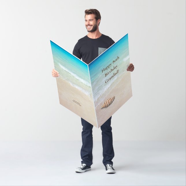 Custom Oversize Beach Scene Junonia Seashell Card (In Situ)