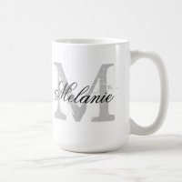 Custom oversized typography monogram coffee mug