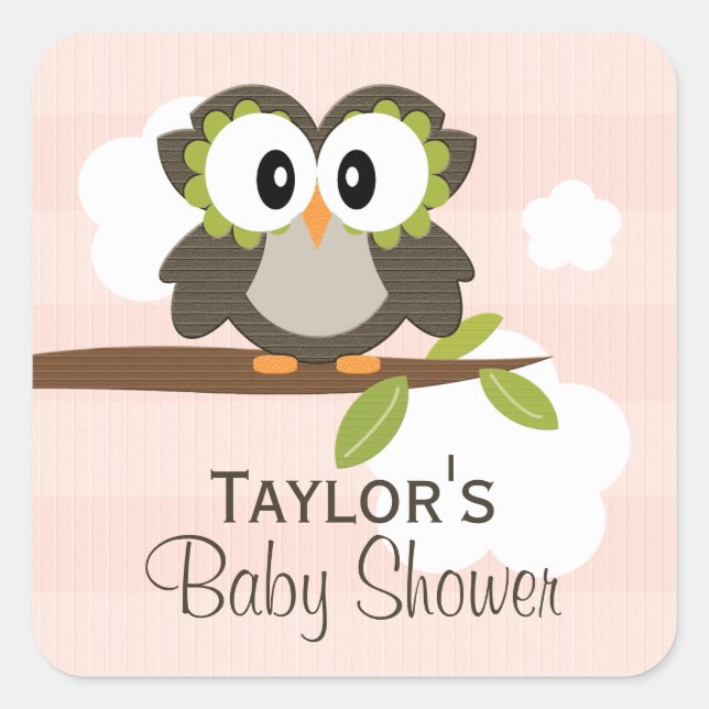 Custom Owl Party Favor Labels Pink (Front)