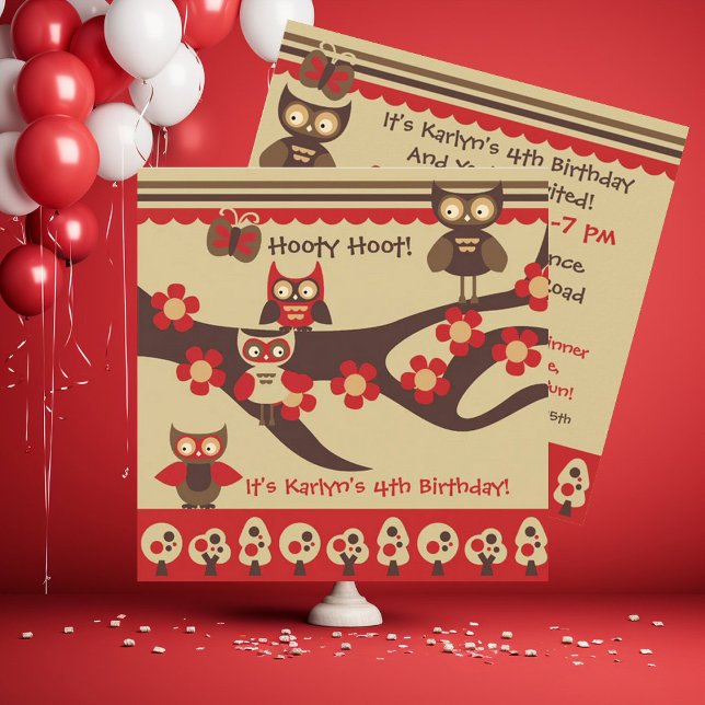 Custom Owls on a Branch Birthday Invitations (Creator Uploaded)