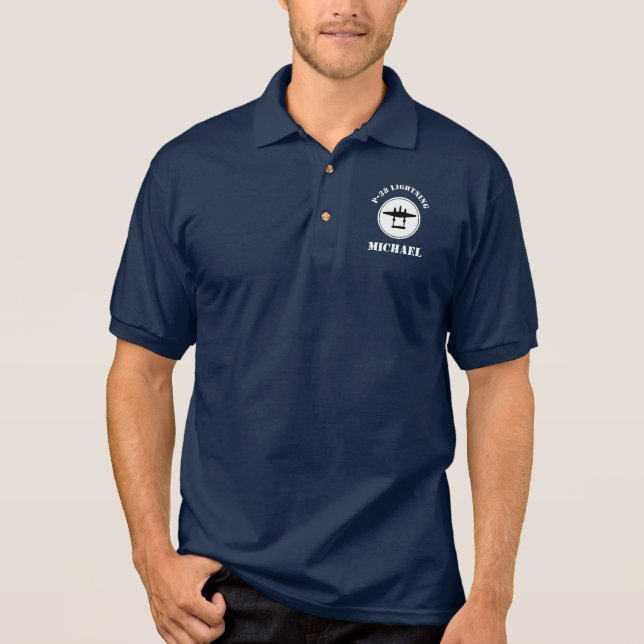 Custom P-38 Lightning Pocket Logo Golf Polo Shirt (Front)