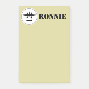 Custom P-38 Lightning Post-It Notes in USAAF Tan