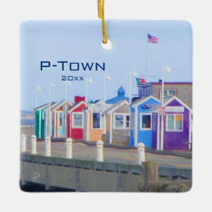 Custom P-Town Provincetown Travel Photo Modern Ceramic Ornament