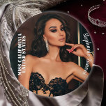 Custom Pageant Button Pin - Choose Your Size<br><div class="desc">Secure your sash in style with this customizable button pin for pageants. Add your photo and name to create the ultimate pageant custom pin for promotional events. Choose from a variety of sizes and shapes to make it your own!</div>
