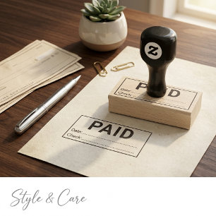 Custom Paid With Date And Check Office Wooden Rubber Stamp