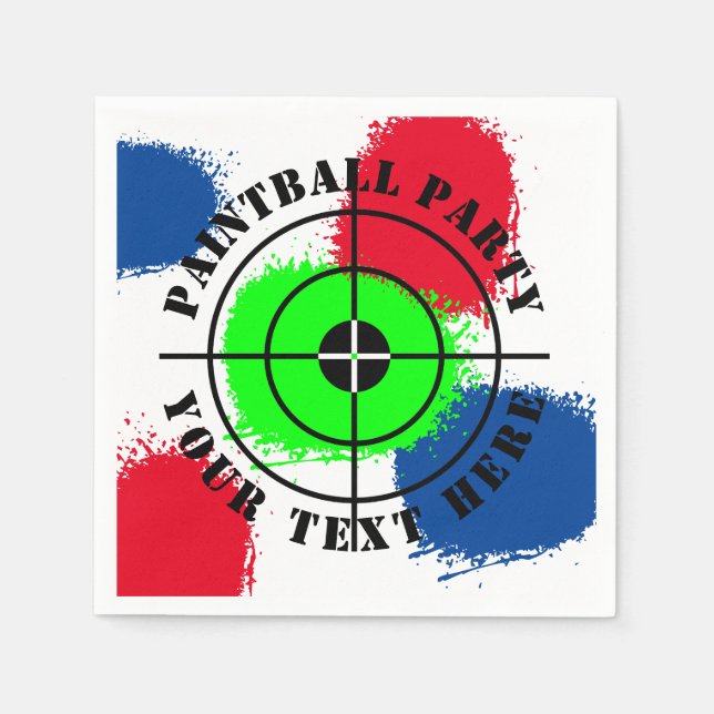 Custom paintball Birthday party paint splatter Napkins (Front)