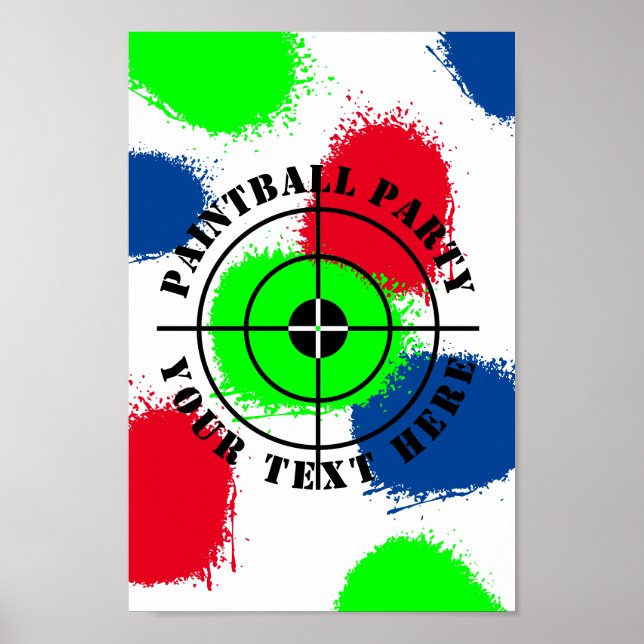 Custom paintball Birthday party paint splatter Poster (Front)