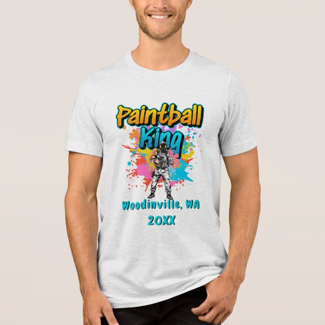 Custom Paintball King Airsoft Location Date Name Tri-Blend Shirt (Front)