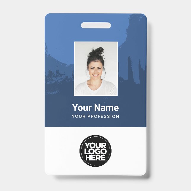 Custom Painted Employee Photo, Qr Code, Logo, Name Badge (Front)
