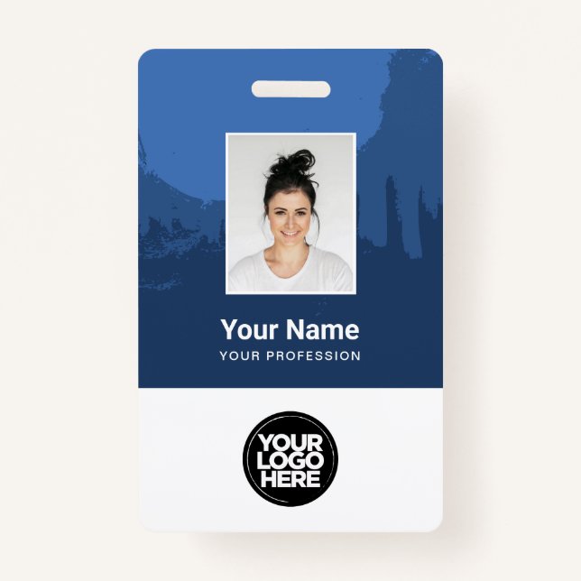 Custom Painted Employee Photo, Qr Code, Logo, Name Badge (Front)