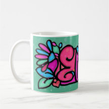 Custom painted mug ELIZABETH soft green