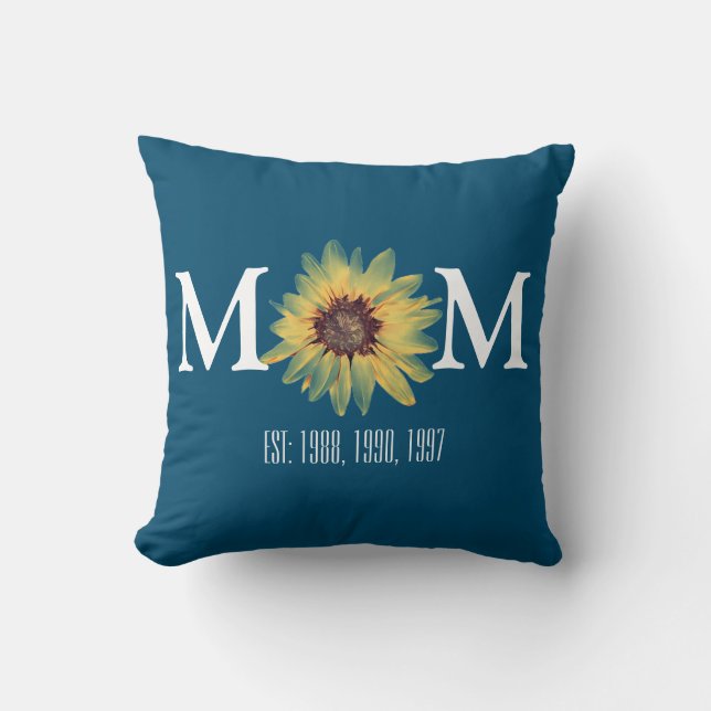 Custom Painted Sunflower Mom Established Throw Pillow (Front)