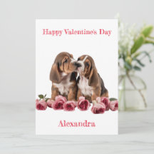 Custom Pair of Basset Hound Puppies Valentine