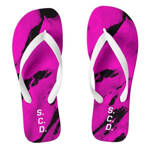 Custom Pair of Flip Flops Brushed Pink Black 