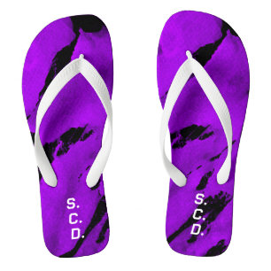 Custom Pair of Flip Flops Brushed Purple Black 