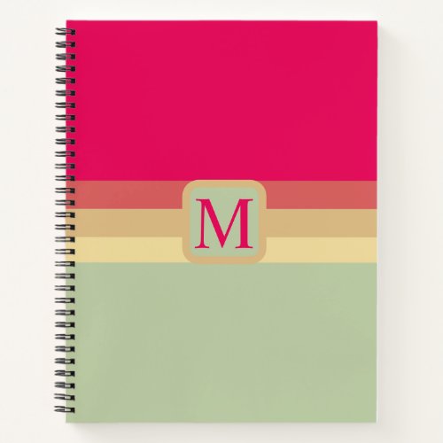 Custom Pale Green Bright Pink Yellow Color Block Notebook