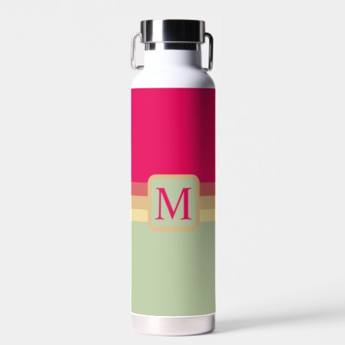 Custom Pale Green Fushia Pink Yellow Color Block Water Bottle