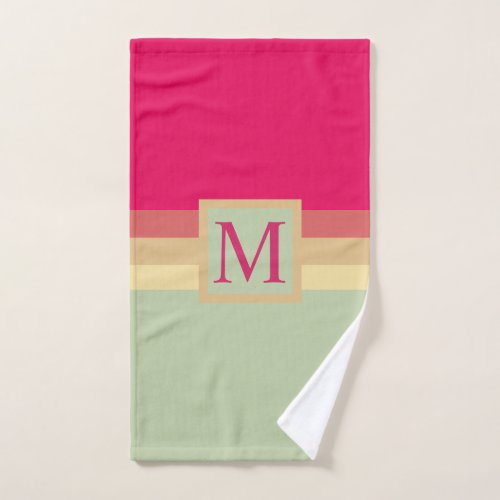 Custom Pale Green Hot Pink Yellow Color Block Hand Towel