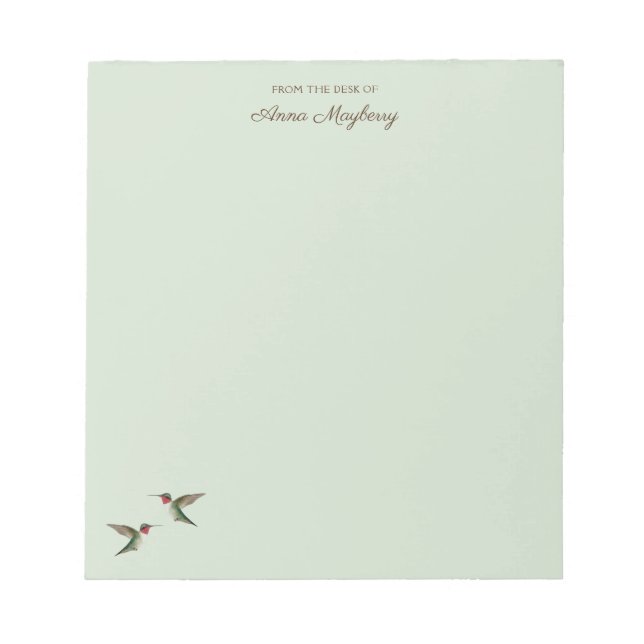 Custom Pale Green Hummingbird  Notepad (Front)