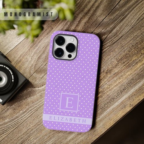 Custom Pale Lavender Pastel Purple White Polka Dot Case_Mate iPhone 14 Pro Max Case